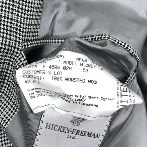 Hickey Freeman T-Model 100% Worsted Wool Houndstooth Check Blazer Men's Size 42R - Picture 13 of 15